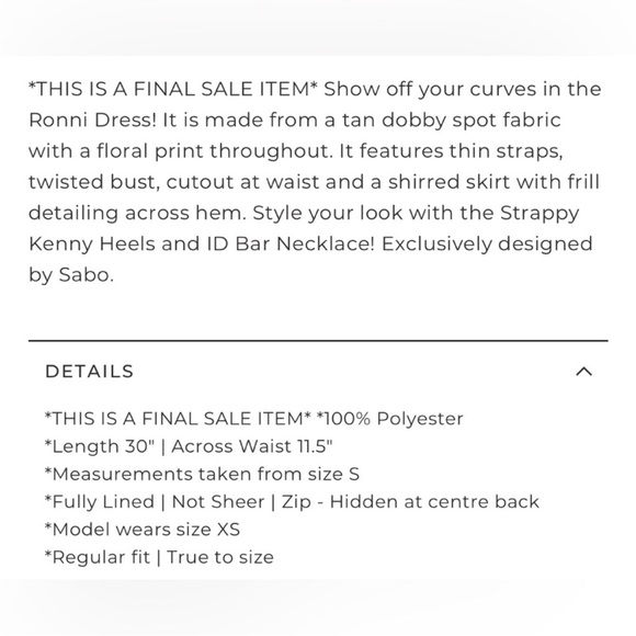 SABO SKIRT RONNI DRESS NWT - Picture 2 of 4